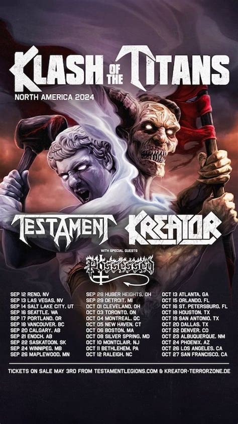 TESTAMENT, KREATOR & POSSESSED Announce 